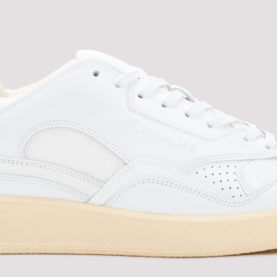 Shop Jil Sander Leather Sneakers Shoes In White