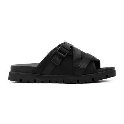 Shop Prada Re-nylon And Rubber Sandals Shoes In Black