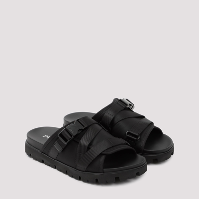 Shop Prada Re-nylon And Rubber Sandals Shoes In Black