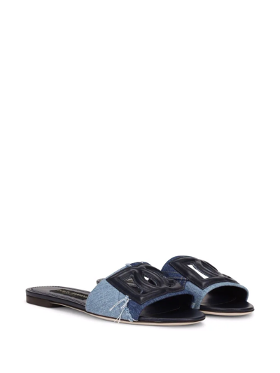 Shop Dolce & Gabbana Dg-logo Patchwork-denim Sandals In Blau