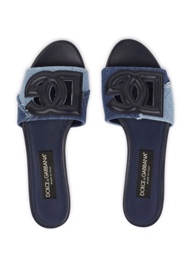 Shop Dolce & Gabbana Dg-logo Patchwork-denim Sandals In Blau