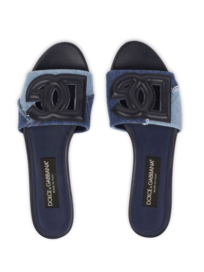 Dolce & Gabbana Dg-logo Patchwork-denim Sandals In Blau