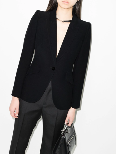 Alexander Mcqueen Peak-lapel Single-breasted Blazer In Schwarz