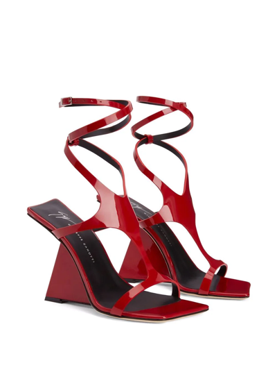 Giuseppe Zanotti 105mm Angled Wrapped Sandals In Rot