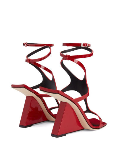 Giuseppe Zanotti 105mm Angled Wrapped Sandals In Rot