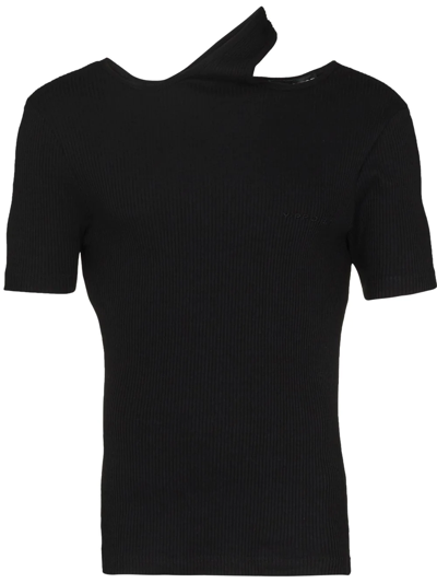 Shop Y/project Double Collar Cotton T-shirt In Schwarz