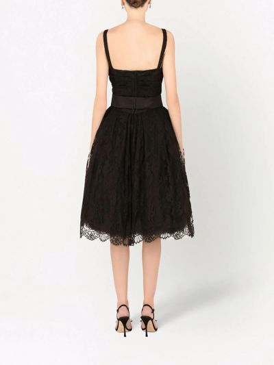Dolce & Gabbana Lace-panel Sweetheart-neck Dress In Schwarz
