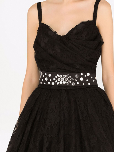 Dolce & Gabbana Lace-panel Sweetheart-neck Dress In Schwarz