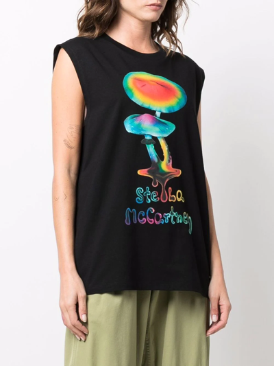 Shop Stella Mccartney Abstract Mushroom-print T-shirt In Schwarz