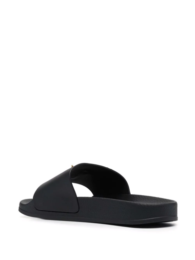 Shop Giuseppe Zanotti New Laburela Logo-plaque Slides In Schwarz