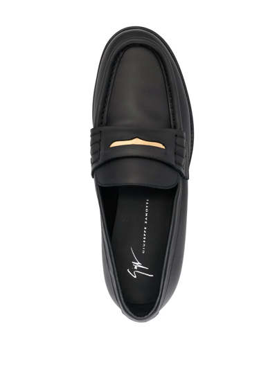 Shop Giuseppe Zanotti Euro Leather Loafers In Schwarz
