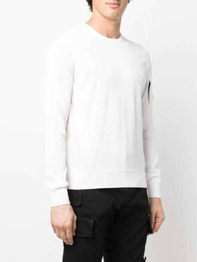 Shop C.p. Company Lens Detail Cotton Sweatshirt In White
