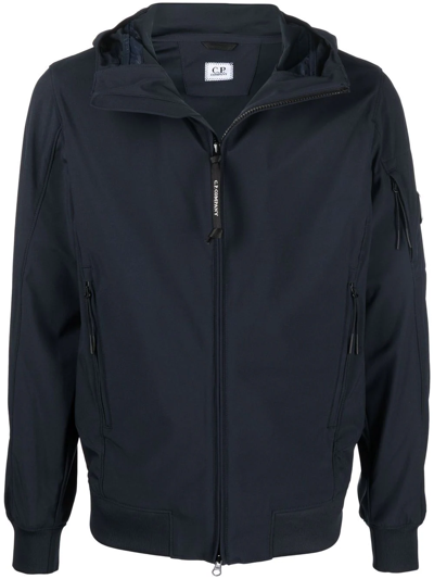 Shop C.p. Company Lens Zipped Hooded Jacket In Blau