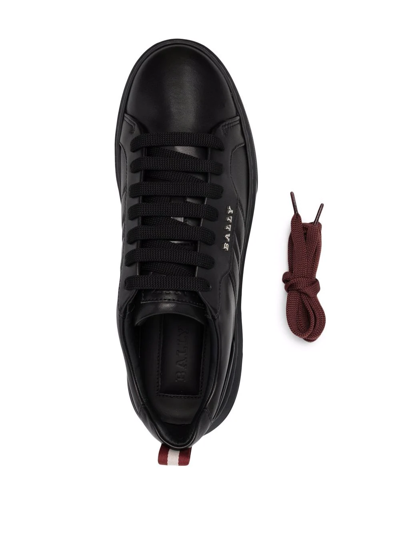 Shop Bally Lace-up Leather Sneakers In Schwarz