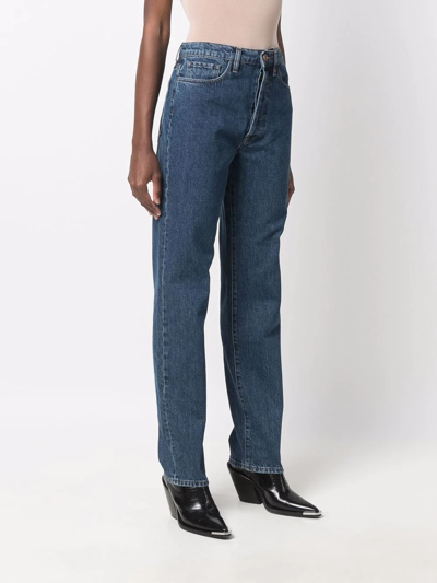 3x1 Distressed Straight-leg Jeans In Blau
