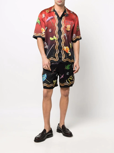 Shop Casablanca Sunset Print Drawstring Shorts In Schwarz