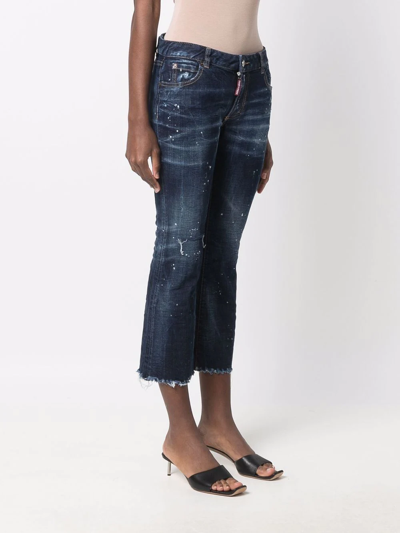 Dsquared2 Blue Flared Jeans With Paint Splatters In Blau