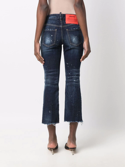 Dsquared2 Blue Flared Jeans With Paint Splatters In Blau