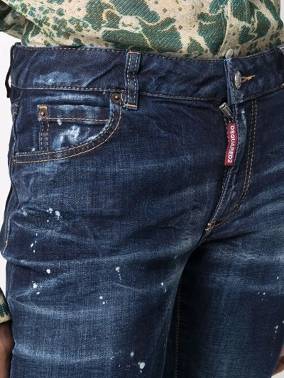 Dsquared2 Blue Flared Jeans With Paint Splatters In Blau