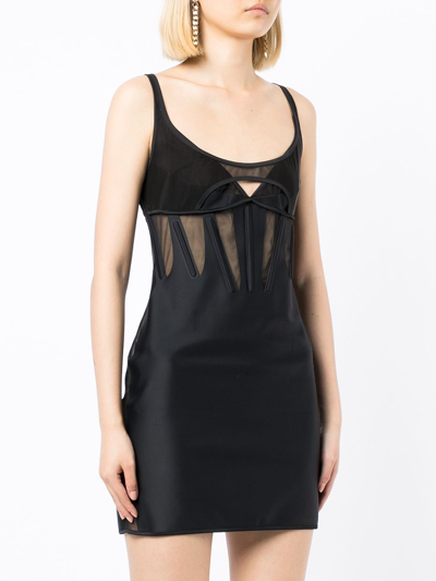 Shop Mugler Shoulder Straps Short Dress In Black