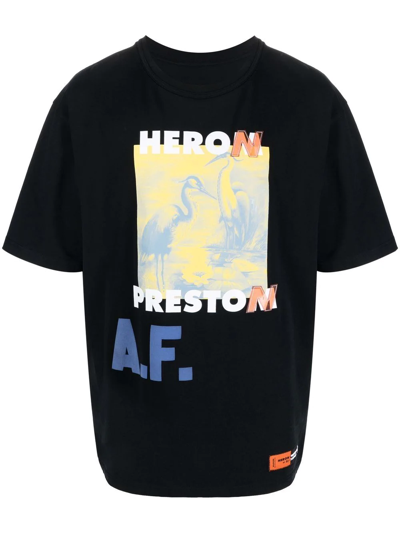 Shop Heron Preston Graphic-print Cotton T-shirt In Schwarz