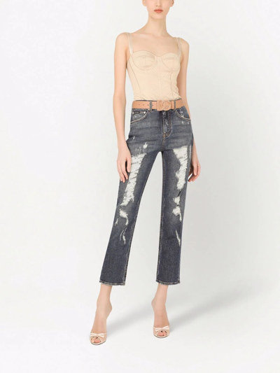 Shop Dolce & Gabbana Distressed Boyfriend Jeans In S9001 Blue