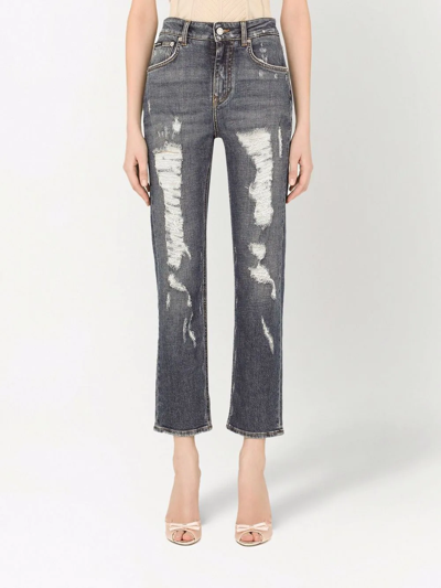 Shop Dolce & Gabbana Distressed Boyfriend Jeans In S9001 Blue