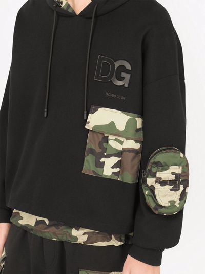 Shop Dolce & Gabbana Camouflage-print Logo Hoodie In Schwarz