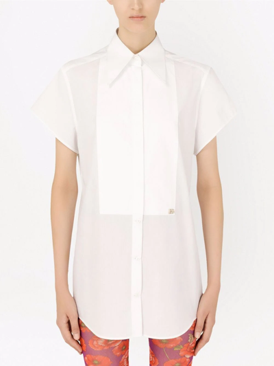 Shop Dolce & Gabbana Dg-logo Poplin Shirt In Weiss