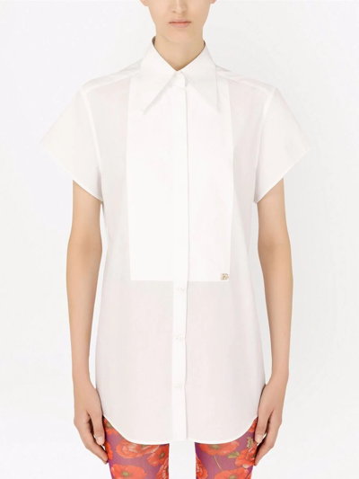 Dolce & Gabbana Short-sleeve Tuxedo Shirt In Weiss