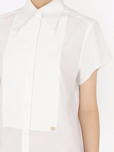 Dolce & Gabbana Short-sleeve Tuxedo Shirt In Weiss