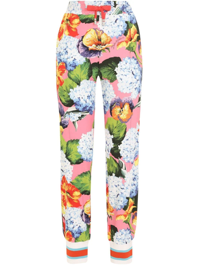 Shop Dolce & Gabbana Floral-print Track Trousers In Rosa