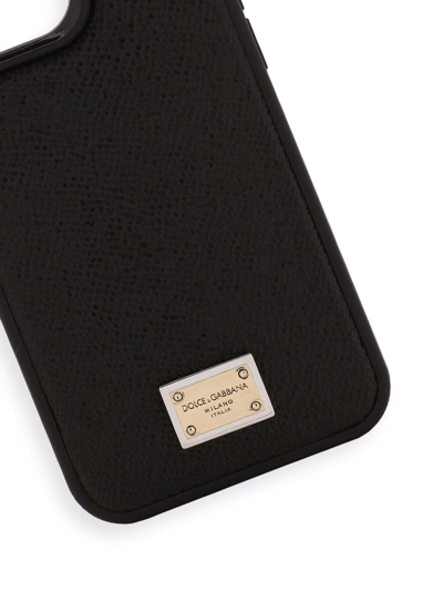 Shop Dolce & Gabbana Leather Iphone 13 Pro Case In Schwarz