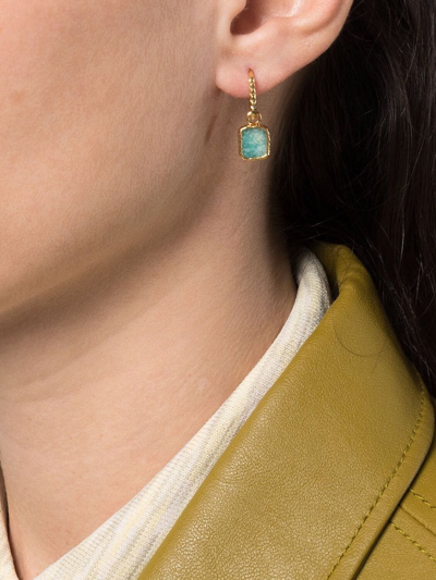 Missoma Mini Amazonite Hoop Earrings In Gold