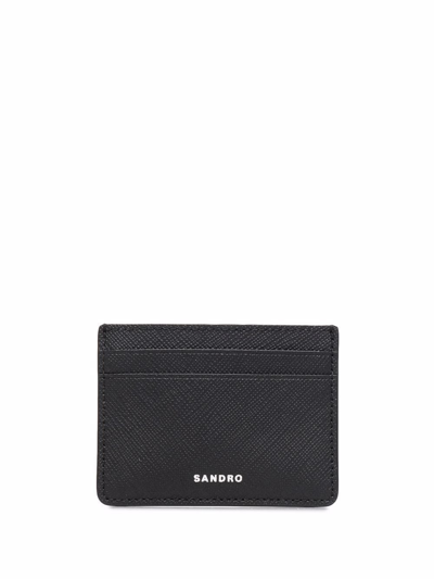 Sandro Textured Logo-embossed Cardholder In Schwarz