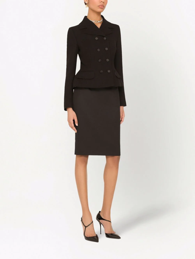 Dolce & Gabbana Double-breasted Virgin Wool Jacket In Schwarz
