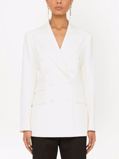 Shop Dolce & Gabbana Double-breasted Virgin Wool Blazer In Weiss