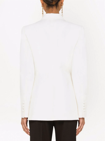 Shop Dolce & Gabbana Double-breasted Virgin Wool Blazer In Weiss