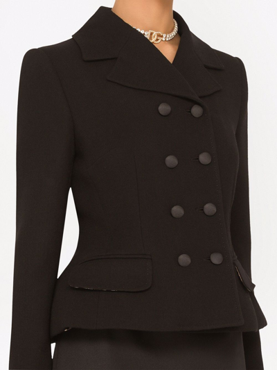 Dolce & Gabbana Double-breasted Virgin Wool Jacket In Schwarz