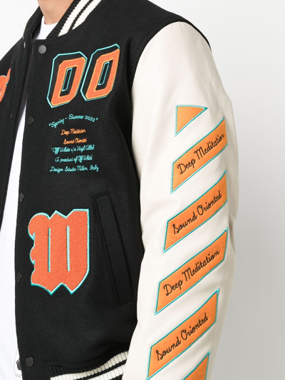 Shop Off-white Logo-patches Varsity Jacket In Schwarz