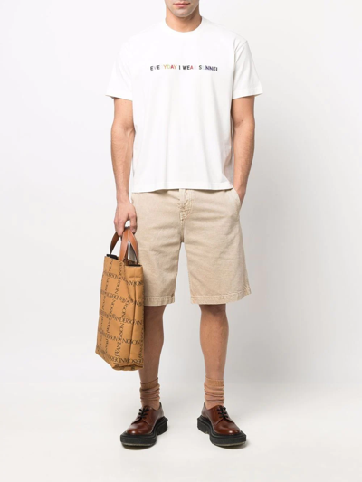 Sunnei Slogan And Logo-print T-shirt In Weiss