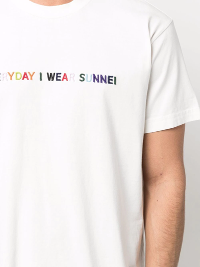 Shop Sunnei Slogan And Logo-print T-shirt In Weiss