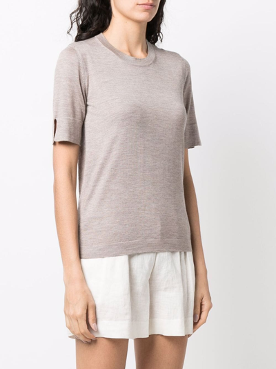 Shop Liska Silk Cashmere-blend Knitted Top In Nude