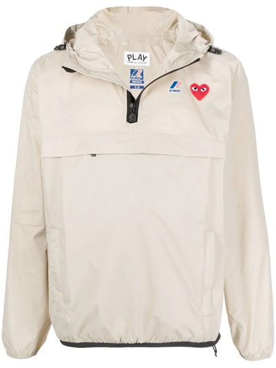 Comme Des Garçons Play X K-way Quarter-zip Hoodie In Nude