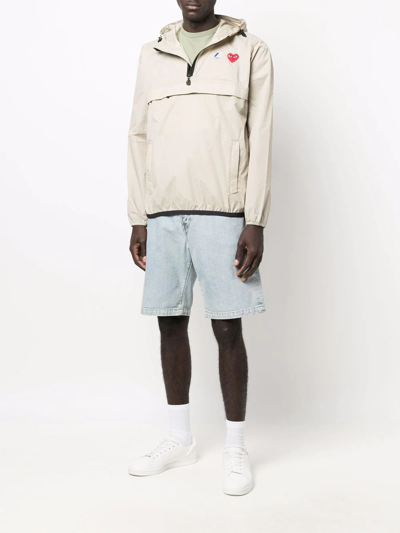 Comme Des Garçons Play X K-way Quarter-zip Hoodie In Nude
