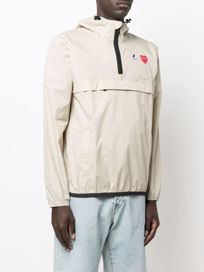 Comme Des Garçons Play X K-way Quarter-zip Hoodie In Nude