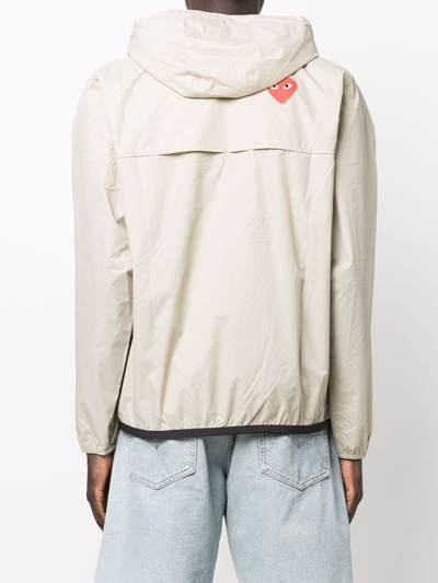 Shop Comme Des Garçons Play Hooded Pullover Jacket In Nude