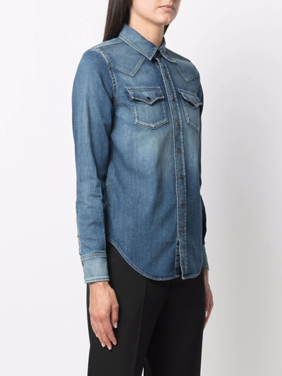 Shop Saint Laurent Slim-fit Denim Shirt In Blau