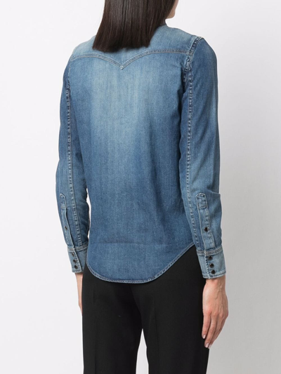 Shop Saint Laurent Slim-fit Denim Shirt In Blau