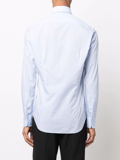 Shop D4.0 Long-sleeve Cotton Shirt In Blau